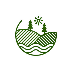 Nature Landscape logo design vector illustration, Creative Nature Landscape logo design concept template, symbols icons