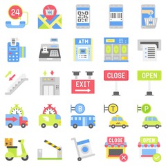 Supermarket and Shopping mall related icon set 7, flat style