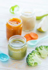 Assortment of fruit and vegetable puree