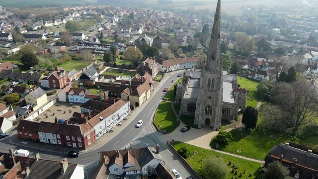 Thaxted Parish Church  Essex UK Aerial Footage 4K