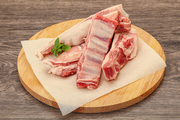 Raw lamb ribs for cooking