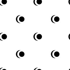 Monochrome seamless pattern with black moons on white background. Stock vector illustration.