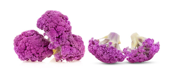 Purple cauliflower on white