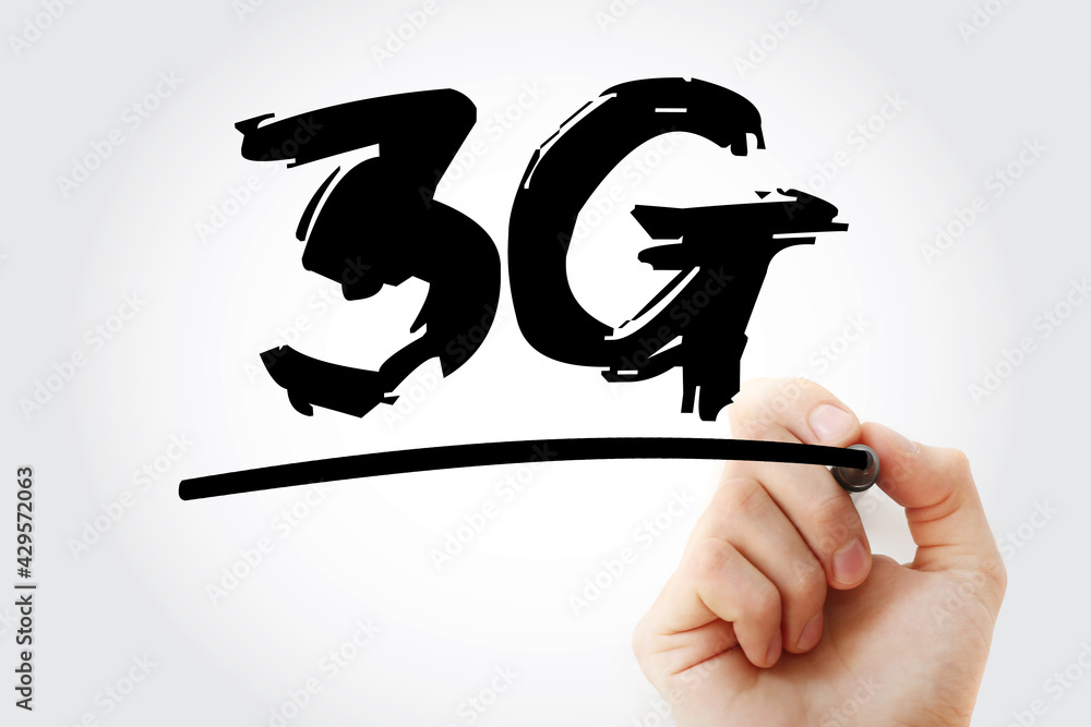 Poster 3g - third generation cellular data text with marker, technology concept background
