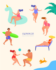 Collection of various summer object illustrations