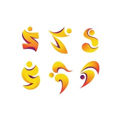 Obraz premium set of letter S logo with human concept