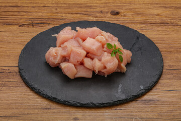 Raw diced chicken for cooking