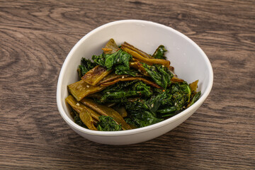 Vagan cuisine with roasted green bean