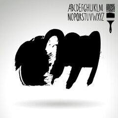 Black brush stroke and texture. Grunge vector abstract hand - painted element. Underline and border design.