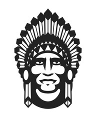 Head of a native american. Vector logo design. 