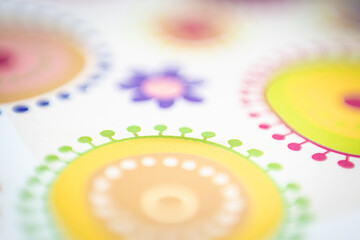 Shallow depth of field colorful drawing texture.