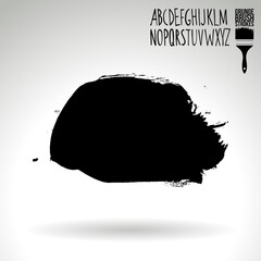 Black brush stroke and texture. Grunge vector abstract hand - painted element. Underline and border design.