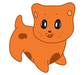 Cute brown doggie. Cute flat vector illustrations in children's cartoon style. A funny character. Isolated on white background