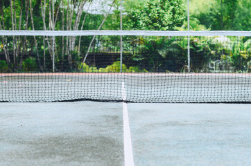 Fototapeta premium old tennis court in the morning