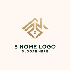 Set creative letter S building real estate logo template