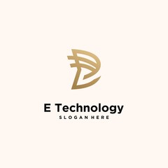 Abstract monogram logo e letter design set, in gold color