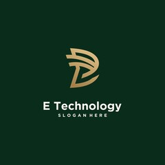 Abstract monogram logo e letter design set, in gold color