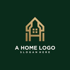 Set creative letter A building real estate logo template