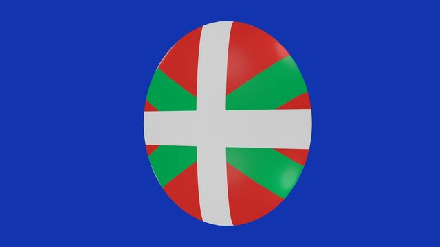3d rendering of a  Basque Country Spanish Community flag icon rotating on itself on a chroma background