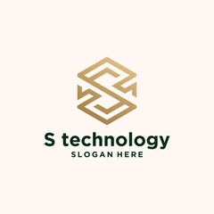 Abstract monogram logo s letter design set, in gold colo