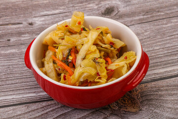 Spicy pickled cabbage with carrot