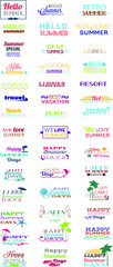 set of vector typography summer tag and splashes