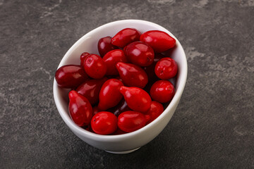 Sweet and ripe cornel berries