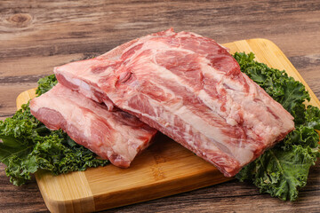 Raw pork ribs for cooking