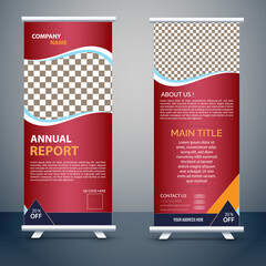 Roll Up with simple shapes for minimalistic company promotion Set. Standee Design. Banner Template