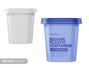 White matte plastic container mockup. Vector illustration.