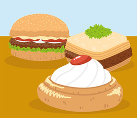 baklava hamburger and dessert