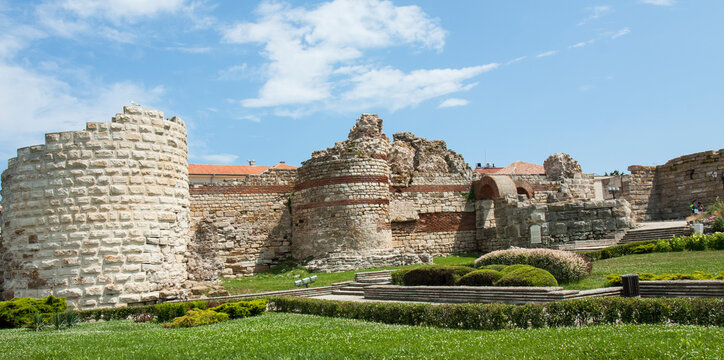 Ruins of old historical centre of the town Nesebar, Nesabar, Bulgaria.
