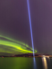 northern light landscape, aurora borealis, iceland, reykjavik, winter time, 