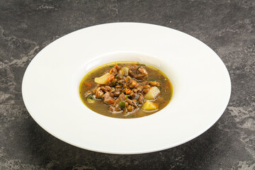 Lentil soup with chicken and vegetables