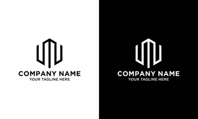 initial letters logo wm black and gold monogram hexagon shape vector