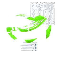 Green brush stroke and texture. Grunge vector abstract hand - painted element. Underline and border design.