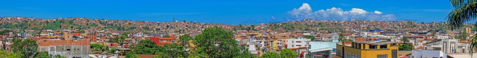 Panoramic view over the sea of houses of the Brazilian metropolis Salvador de Bahia