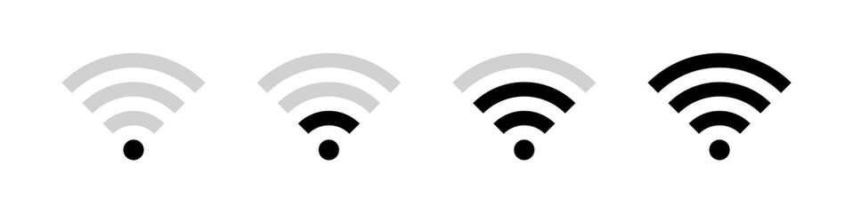 Wifi Icon Symbol Set. Wireless Wi-fi  Signal Vector Illustration Icons. Internet Access Connection Status Bar Icon Collection. 