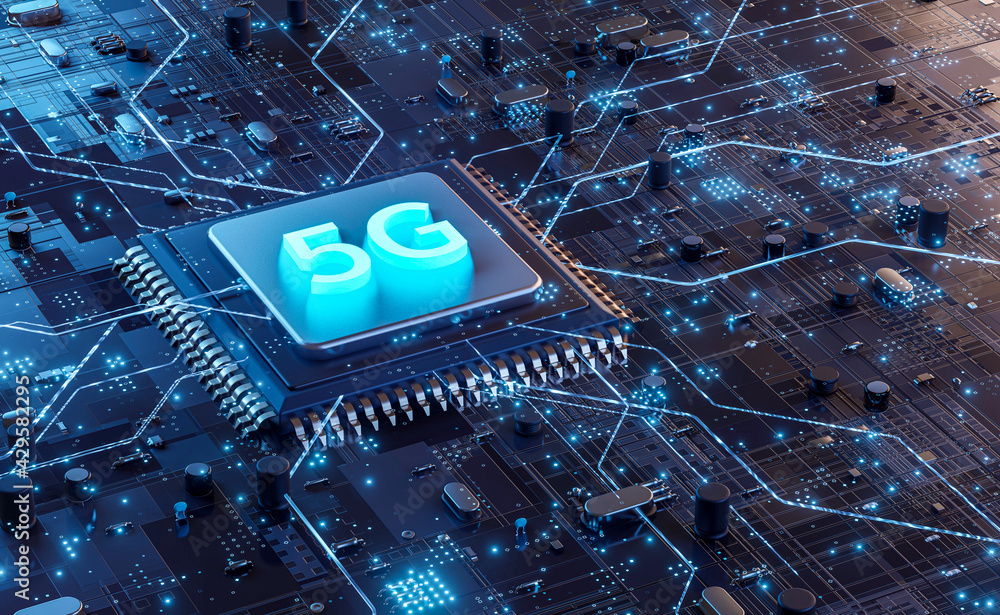 Poster 5g technology chip processor background circuit board communication technology high-speed mobile int