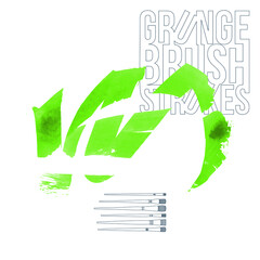 Green brush stroke and texture. Grunge vector abstract hand - painted element. Underline and border design.