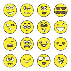 
Pack of Emoji and Emotion Flat Icons 

