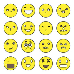 Fototapeta premium Pack of Emoji and Smiley Flat Icons 