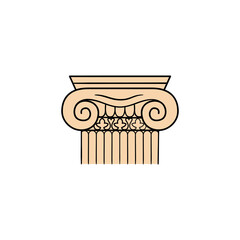 Capital of ancient greek column, hand drawn isolated vector element on white background