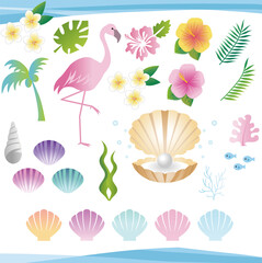 Obraz premium 夏のイメージ 夏モチーフ イラスト素材セット