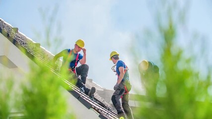 Blue collar labor force taking a break being exhausted
