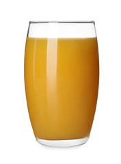 Glass of fresh orange juice isolated on white