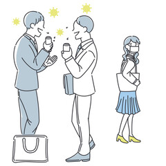 路上飲みのイラスト（コロナ対策）