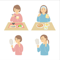 正しい　食生活　20代　女性　良い　悪い　不規則　鏡　綺麗　肌　吹き出物