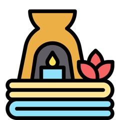 Aroma lamp and Towel icon, Supermarket and Shopping mall related vector