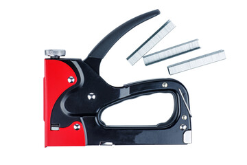 Staple gun and staples wire sisolated on white background